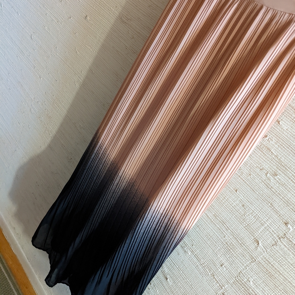 Mark maxi chiffon pleated lined mauve and charcoal/black skirt S